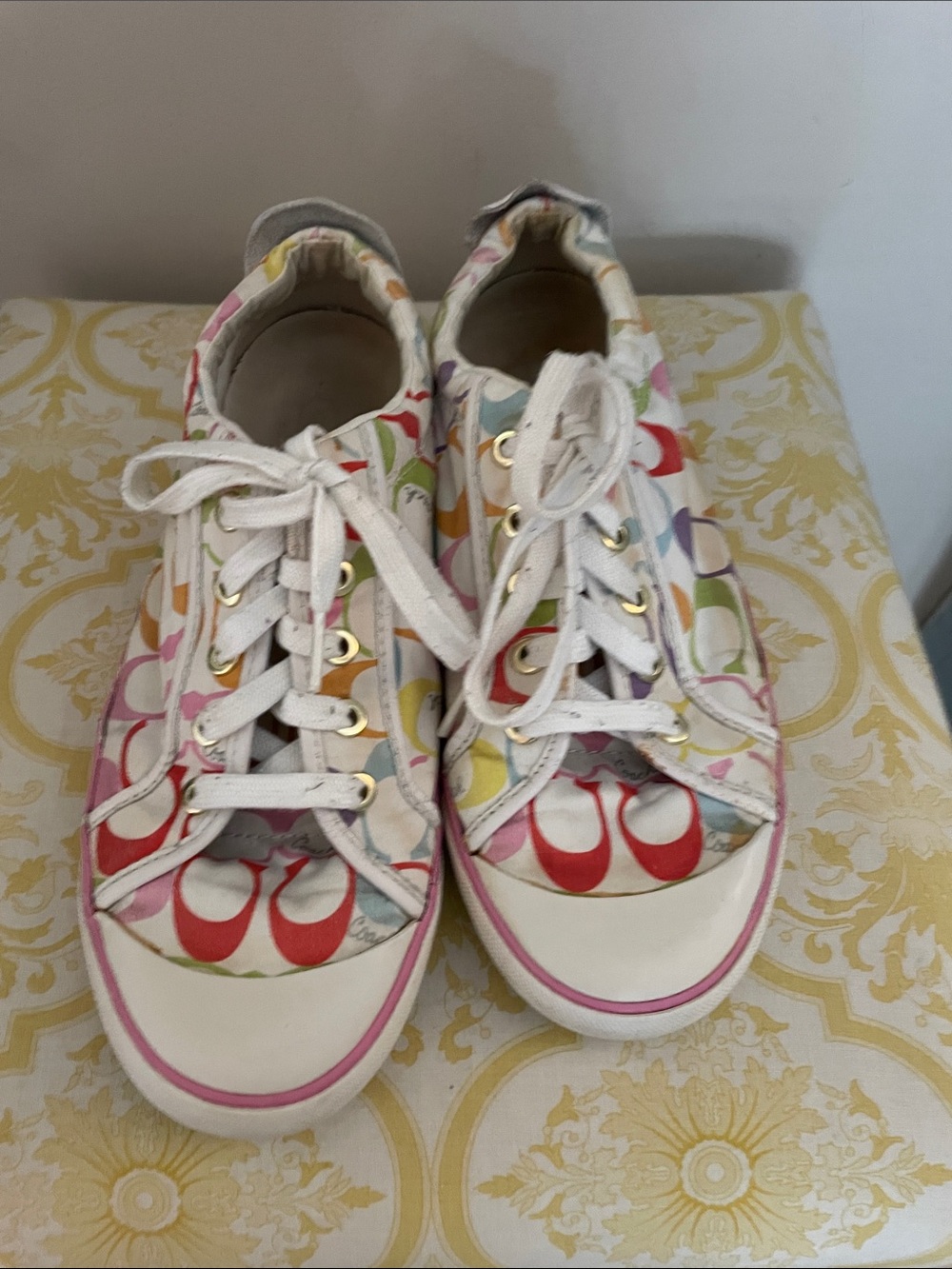 Coach Leatherware Multicolor Signature 'C' Low Top Sneakers with White Trim